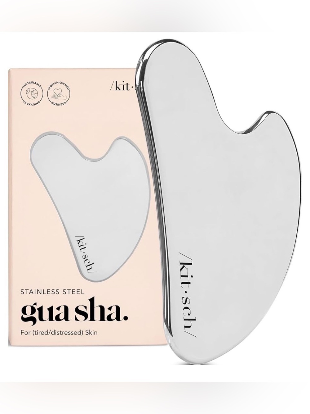 Kitsch Stainless Steel Gua Sha - Silver Facial sculpting tool